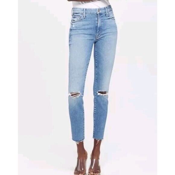 Mother Denim High Waisted Looker Ankle Fray Shoot To Thrill Destroyed Jeans 27 - Picture 1 of 16